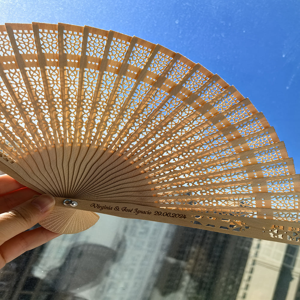 30/40/50/60 pcs Exquisite Personalized Wooden Wedding Fans