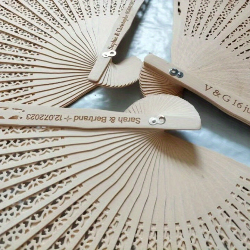 30/40/50/60 pcs Exquisite Personalized Wooden Wedding Fans