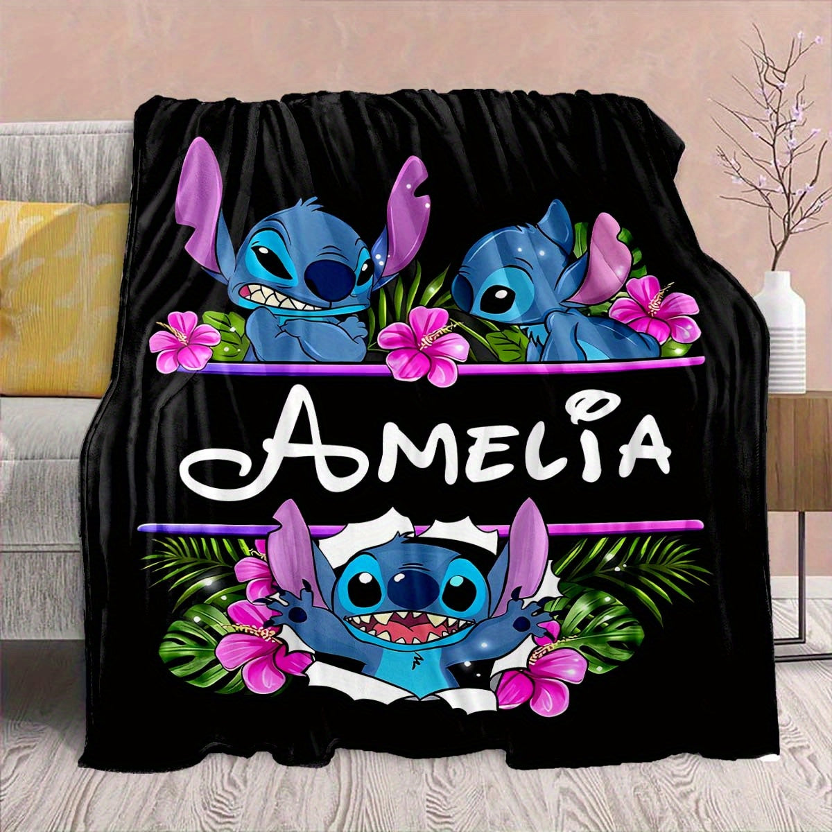 Customizable Stitch Character Design Throw Blanket