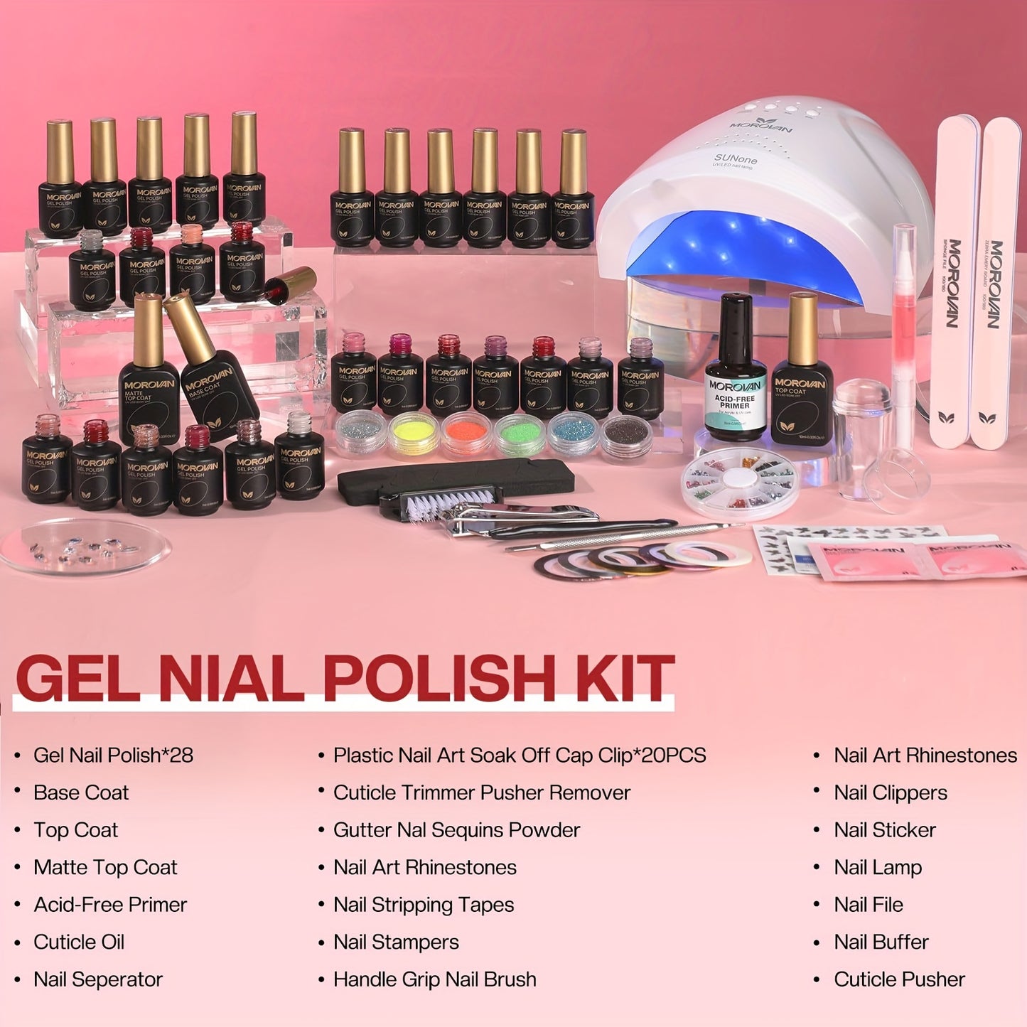 Morovan Gel Nail Polish Kit: 28 Colors Gel Nail Polish Set