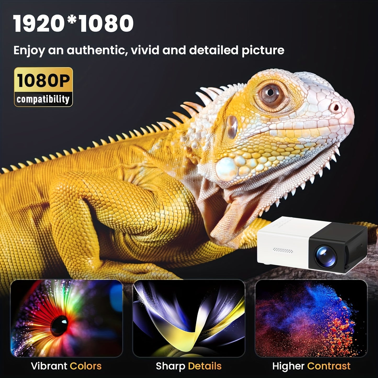 2024 Newest Model Portable Outdoor Projector, Compatible