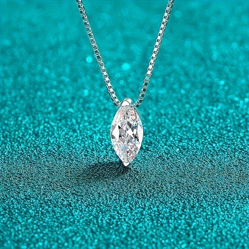 Lady Moissanite Water Drop Necklace, 925 Sterling Silver