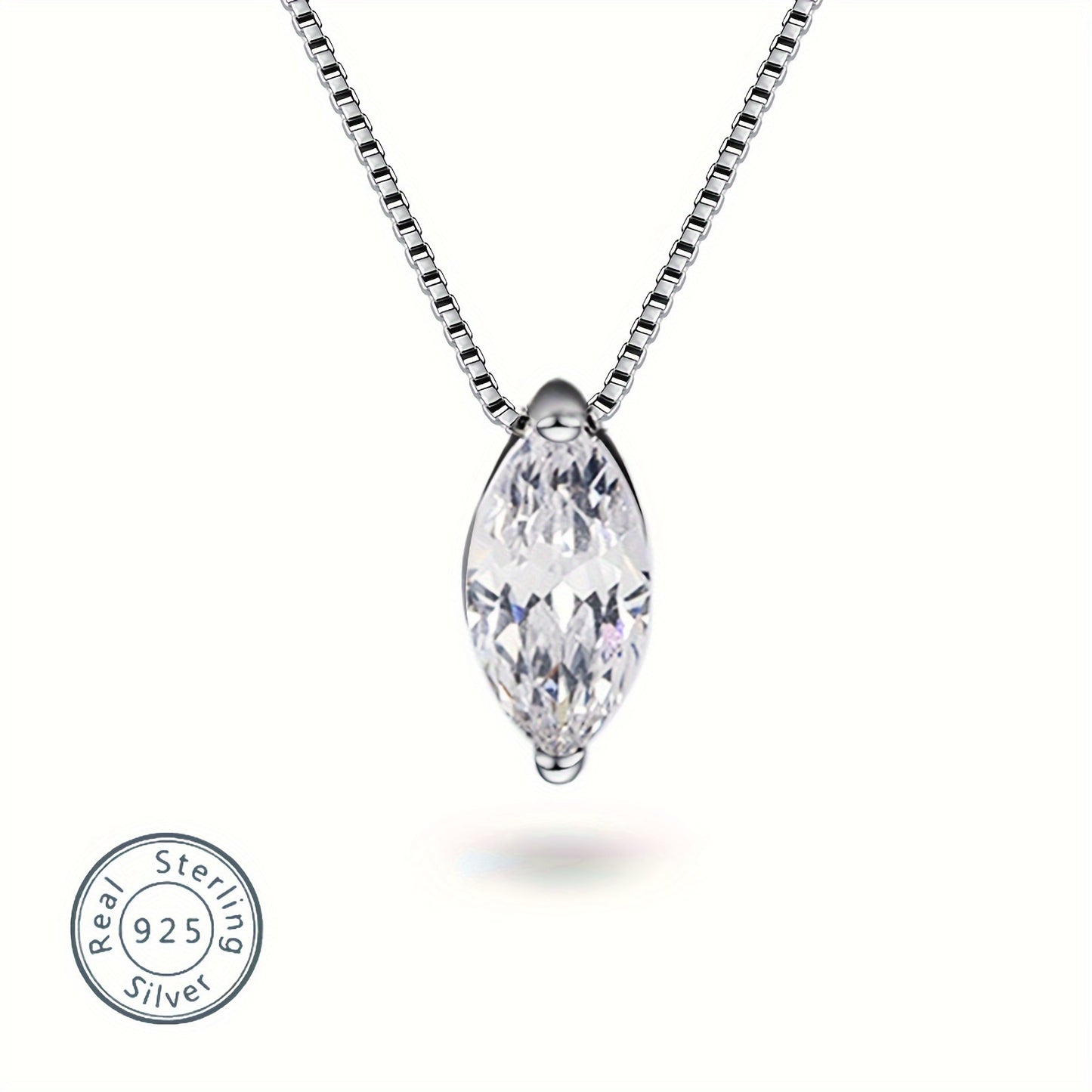 Lady Moissanite Water Drop Necklace, 925 Sterling Silver