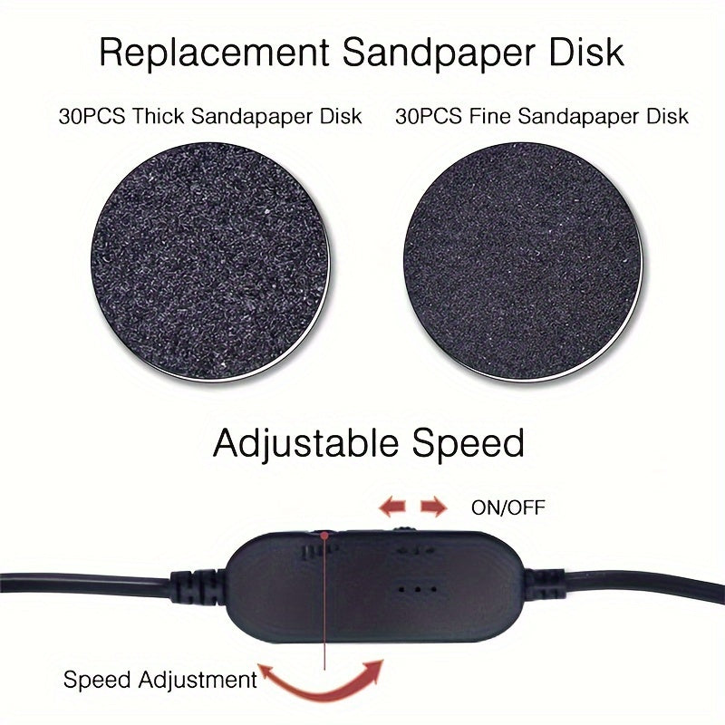 60-Piece Replacement Sandpaper Electric Foot Grinder