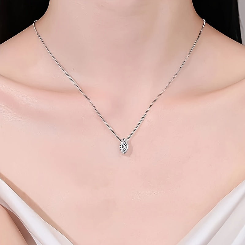 Lady Moissanite Water Drop Necklace, 925 Sterling Silver