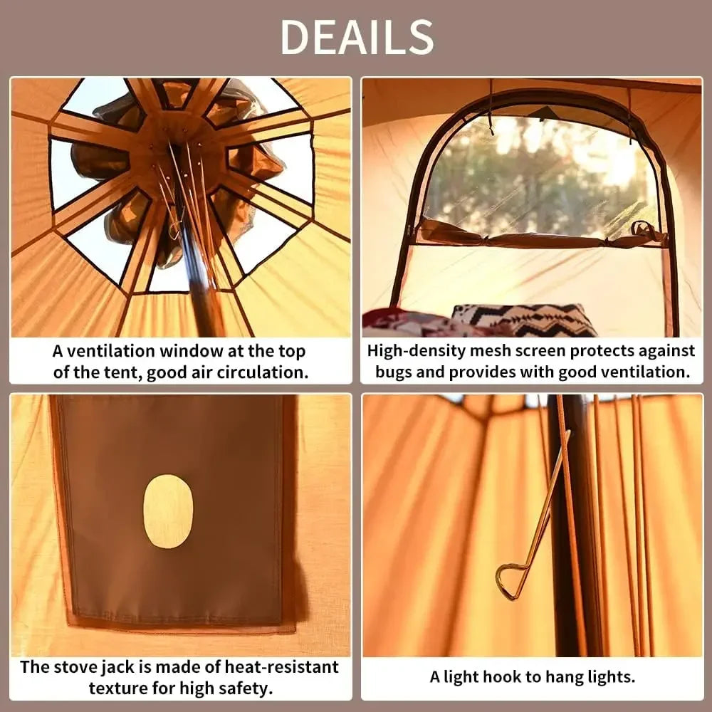 MC TOMOUNT Canvas Tent Bell Tent 16.4ft*High9.2ft