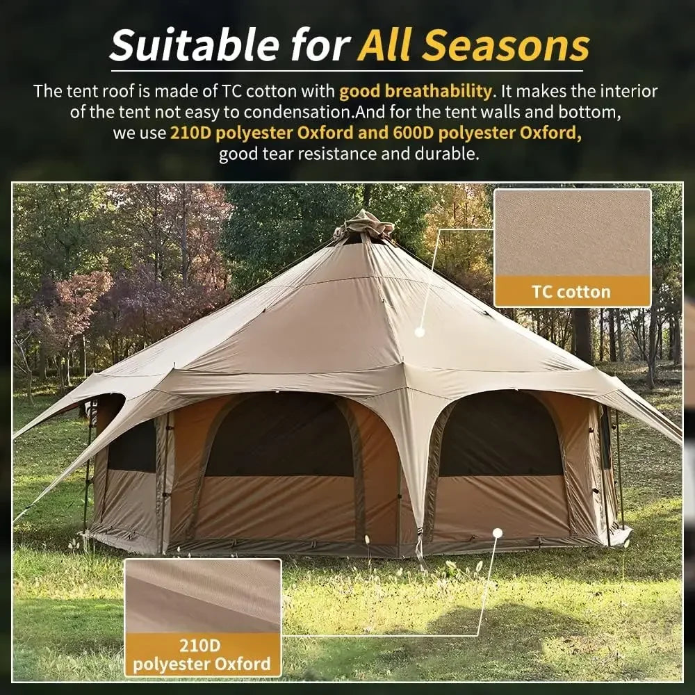MC TOMOUNT Canvas Tent Bell Tent 16.4ft*High9.2ft