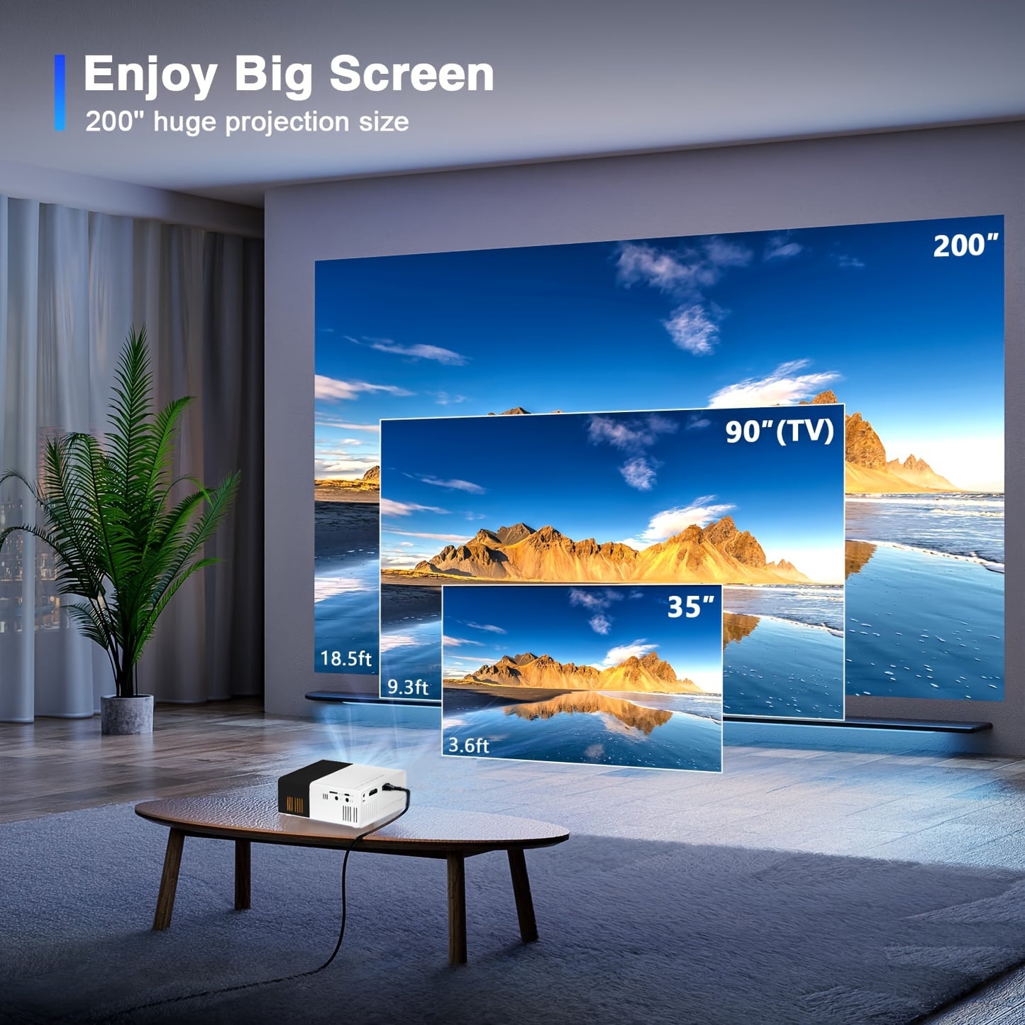 2024 Newest Model Portable Outdoor Projector, Compatible