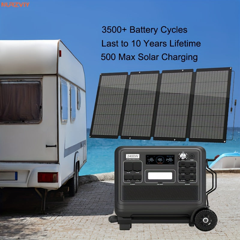 Nurzviy Portable Power Station 2400W With 400W Foldable Solar Panel