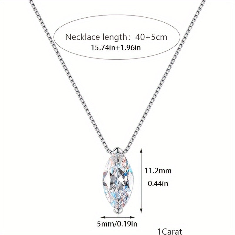 Lady Moissanite Water Drop Necklace, 925 Sterling Silver