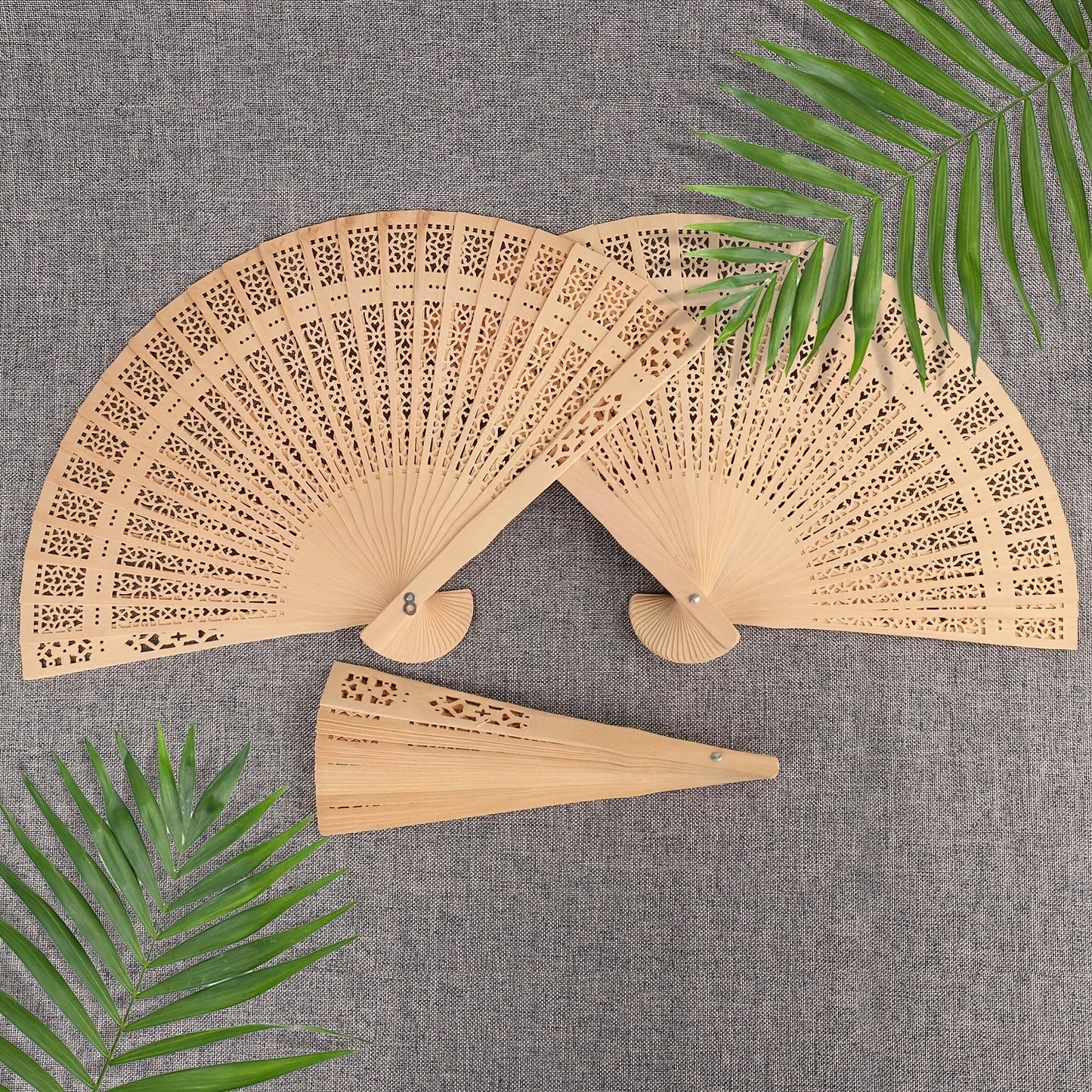 30/40/50/60 pcs Exquisite Personalized Wooden Wedding Fans