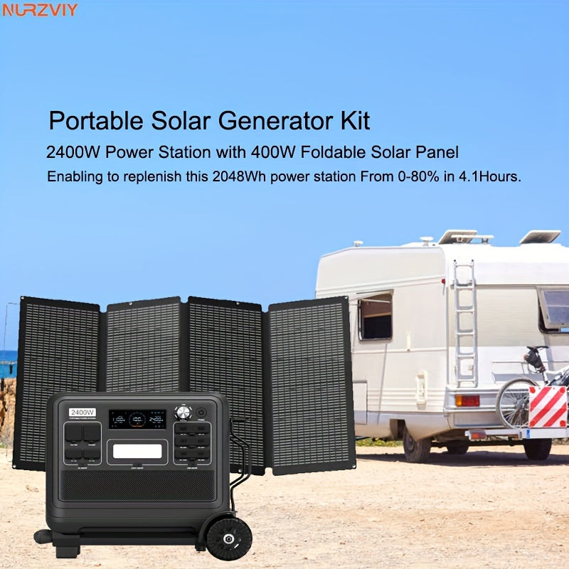 Nurzviy Portable Power Station 2400W With 400W Foldable Solar Panel