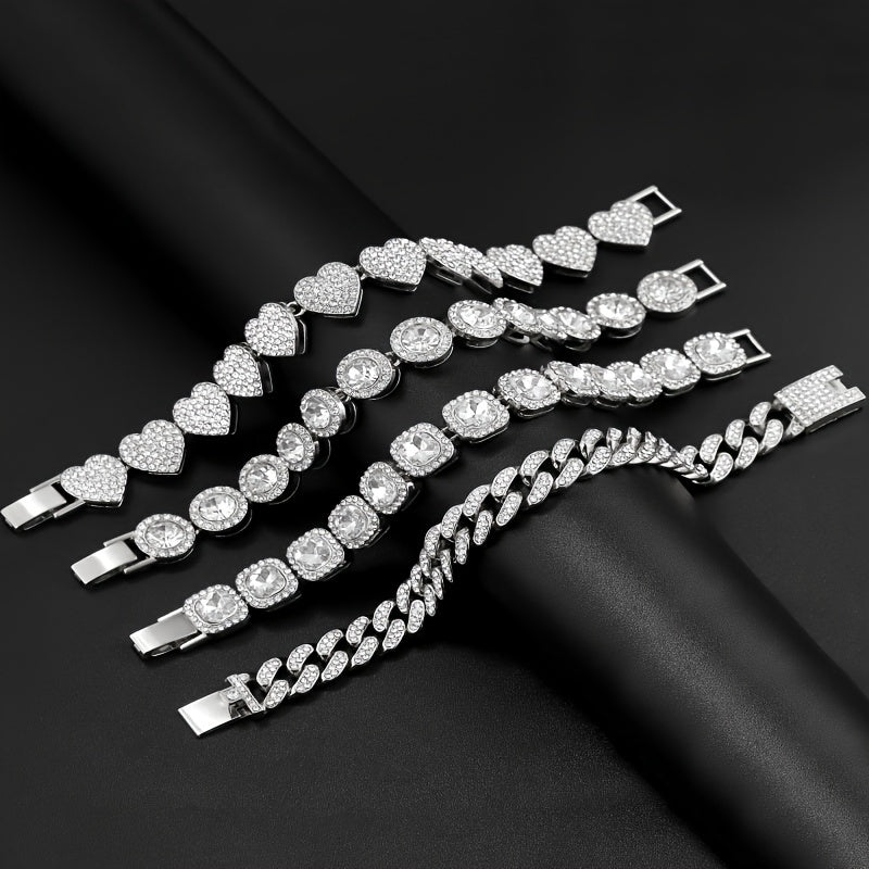 4pcs Vintage Heart-Shaped Rhinestone