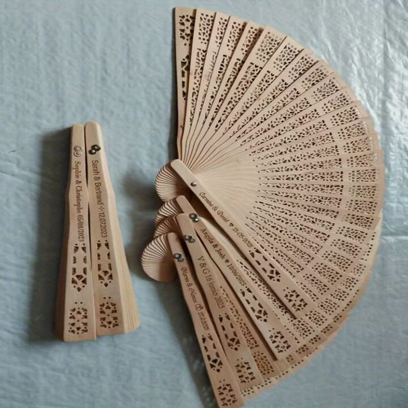 30/40/50/60 pcs Exquisite Personalized Wooden Wedding Fans