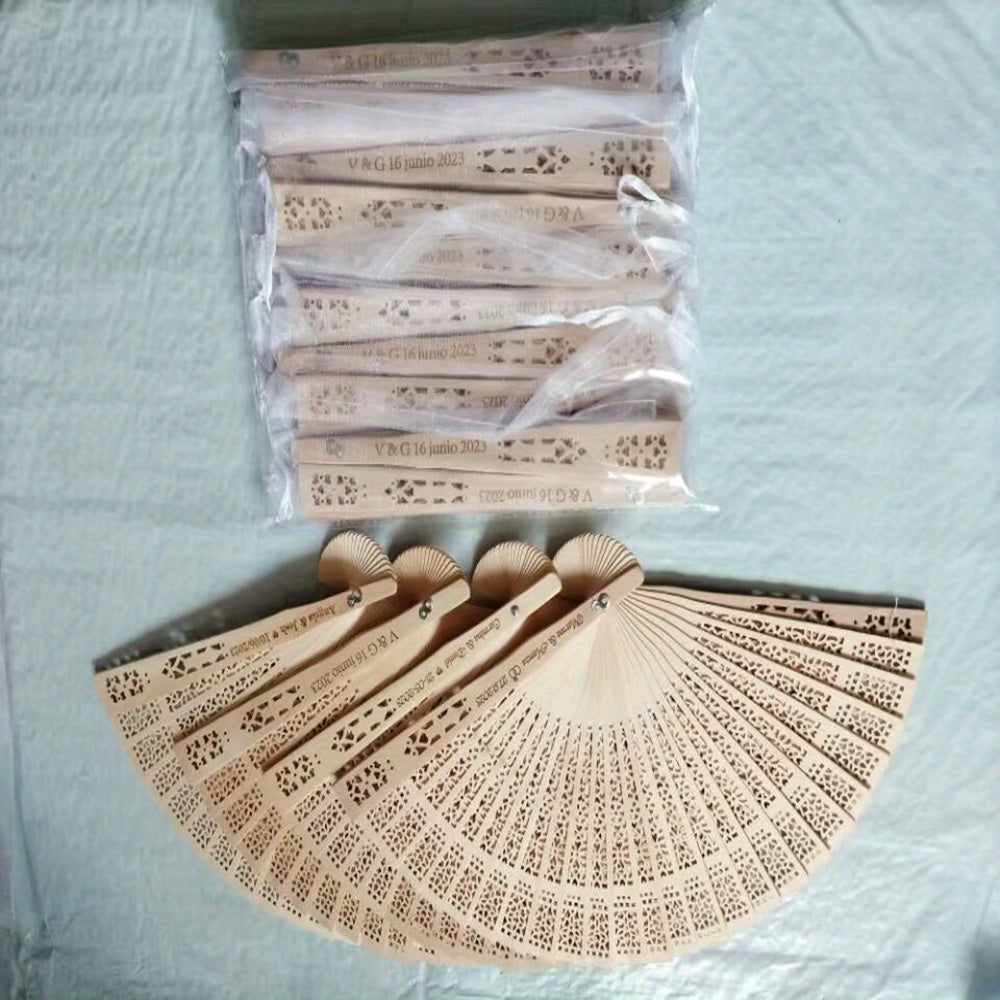 30/40/50/60 pcs Exquisite Personalized Wooden Wedding Fans