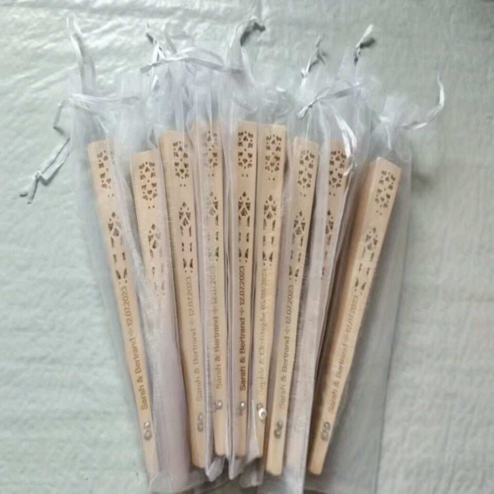 30/40/50/60 pcs Exquisite Personalized Wooden Wedding Fans