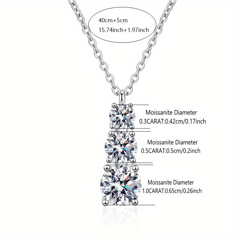 925 Sterling Silver 1.8ct Moissanite Necklace For Men And Women