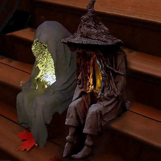 Solar Witch Figurine Light Outdoor Decoration