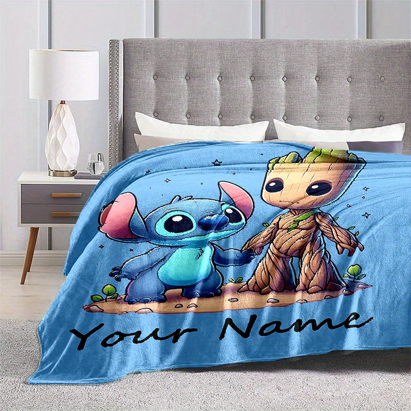 Customized Personalized Custom Blanket, Groot & Stitch Blanket