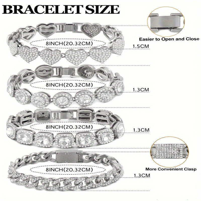 4pcs Vintage Heart-Shaped Rhinestone