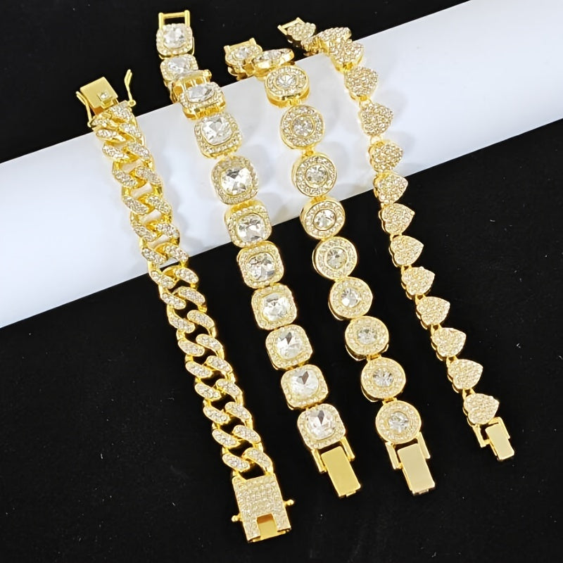 4pcs Vintage Heart-Shaped Rhinestone