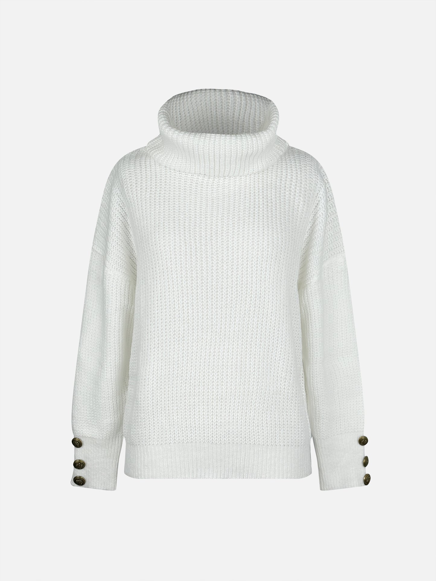 Turtle Neck Button Sweater for Women