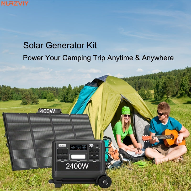 Nurzviy Portable Power Station 2400W With 400W Foldable Solar Panel