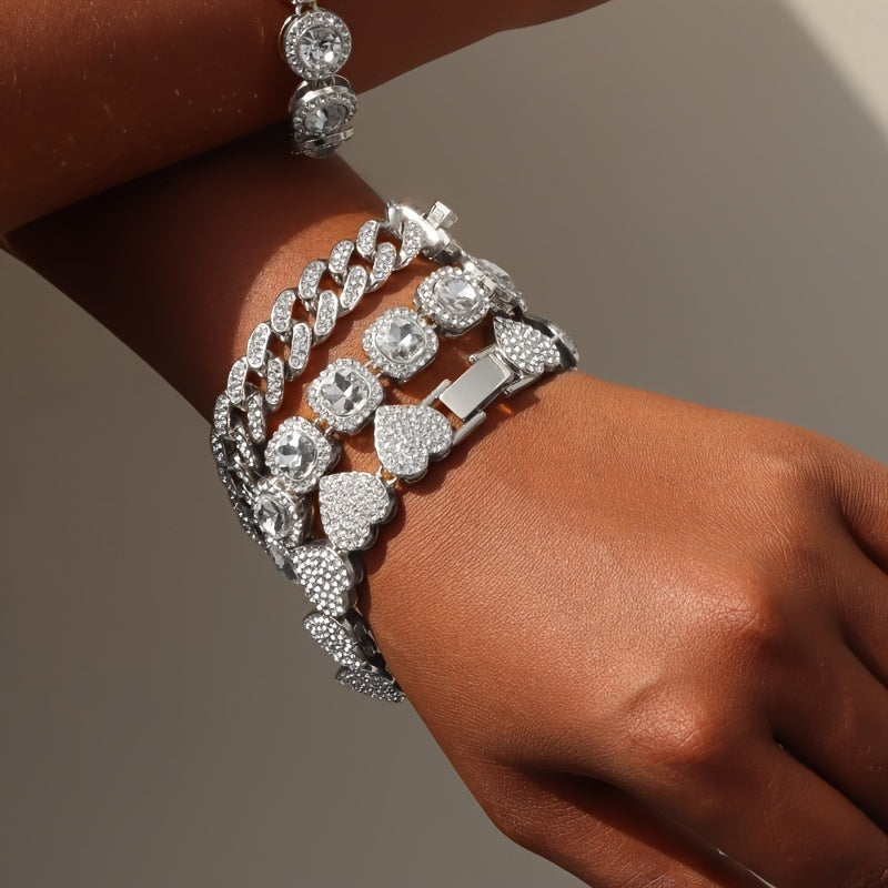 4pcs Vintage Heart-Shaped Rhinestone