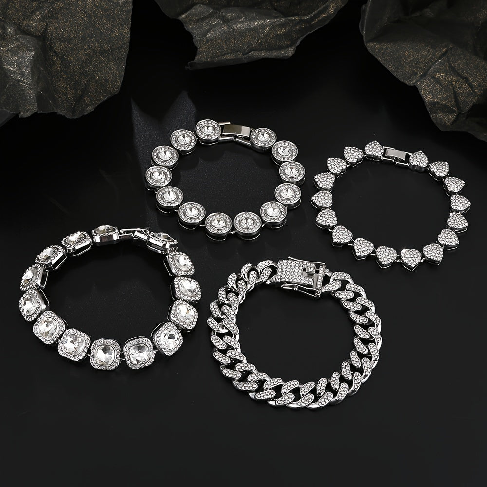 4pcs Vintage Heart-Shaped Rhinestone