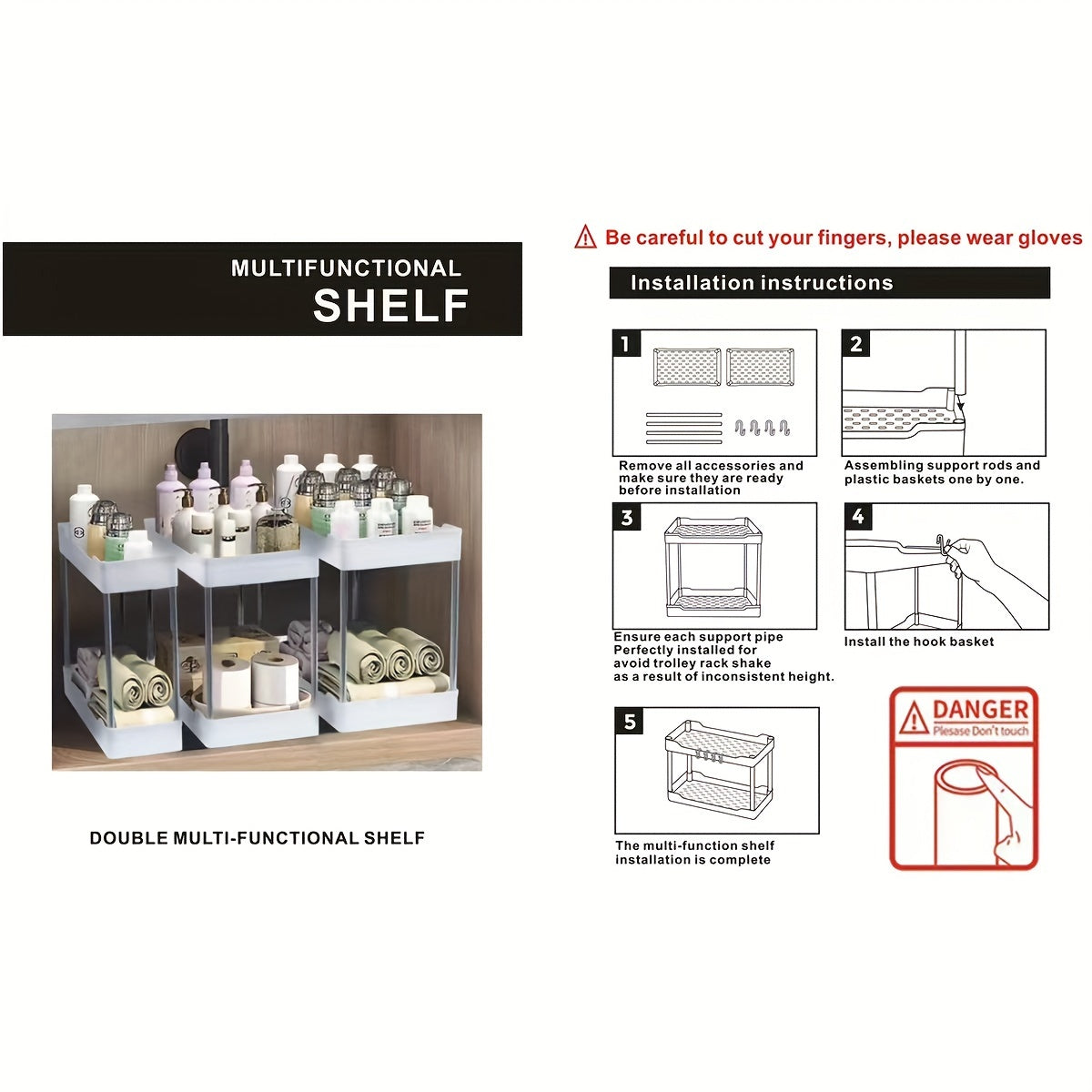 3Pcs Under Bathroom Sink Organizers and Storage