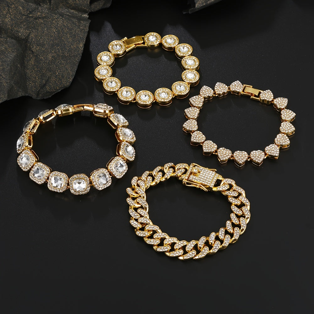 4pcs Vintage Heart-Shaped Rhinestone